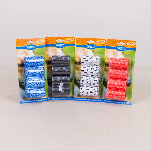 Refil sacolinha cata caca Chalesco para cães com 4 rolos (cores sortidas)