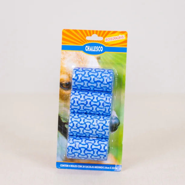 Refil sacolinha cata caca Chalesco para cães com 4 rolos (cores sortidas)